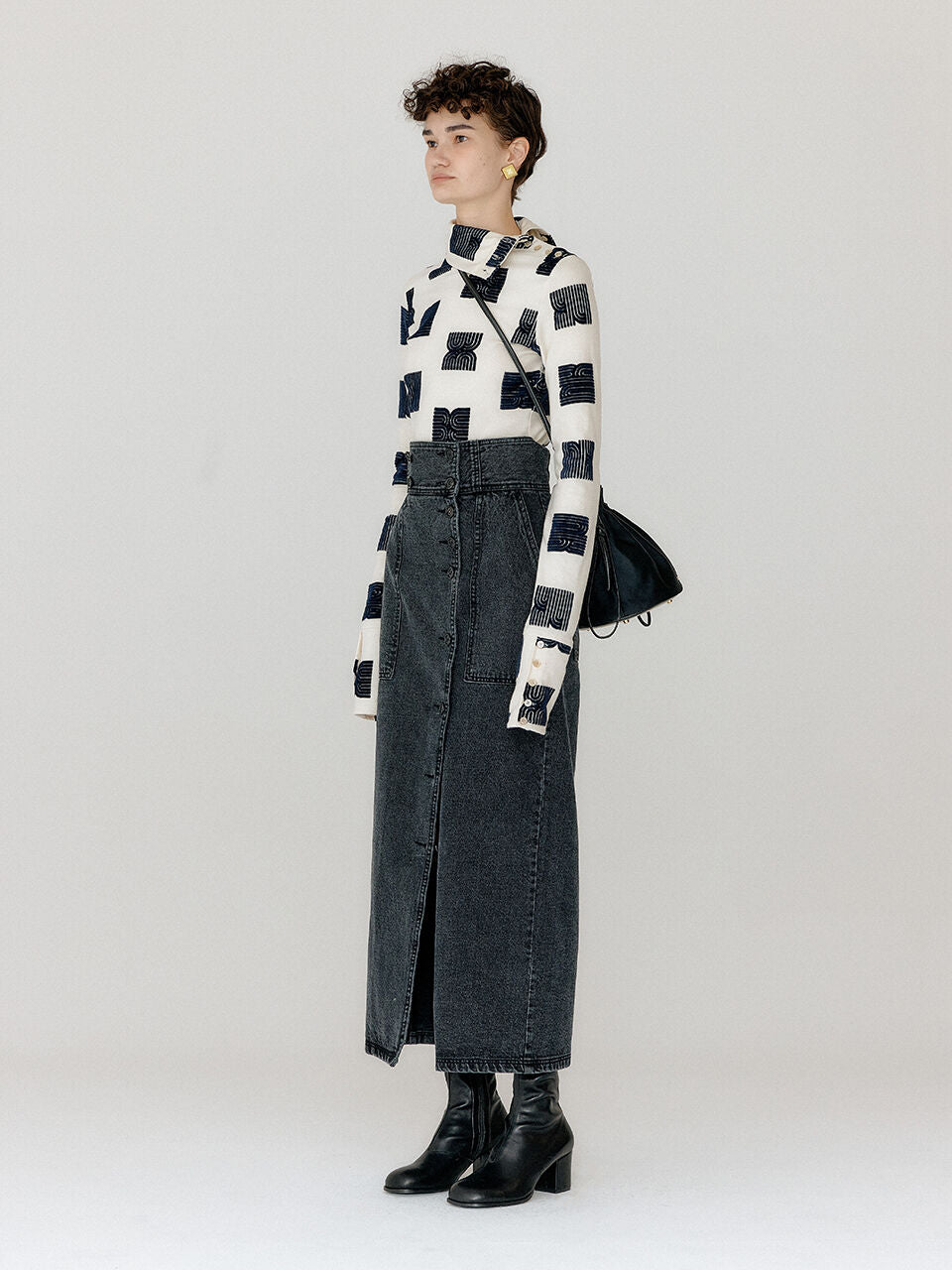 EENK EENK VEROSA Turtleneck Top - Ivory/Black