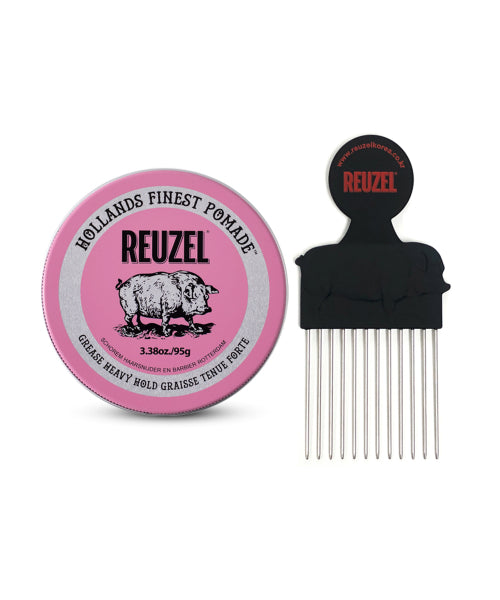 REUZEL Pink oil-based hard pomade 95g + pomade-specific comb