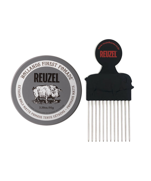 REUZEL Extreme Hold Matte Pomade 95g + Pomade Comb