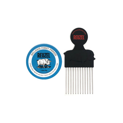 Blue water-based hard pomade 35g + pomade-specific comb