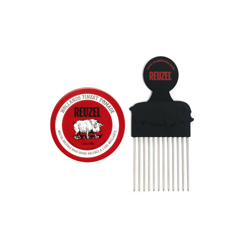 REUZEL 35g of red water-based pomade + pomade-specific comb