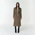 YCH SINGLE-BREASTED WOOL COAT KHAKI (F23OT001KK)