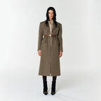 YCH SINGLE-BREASTED WOOL COAT KHAKI (F23OT001KK)