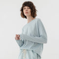 KOZNOK Maria loose fit Nagrang layered pure cotton women's long sleeve t-shirt indie blue