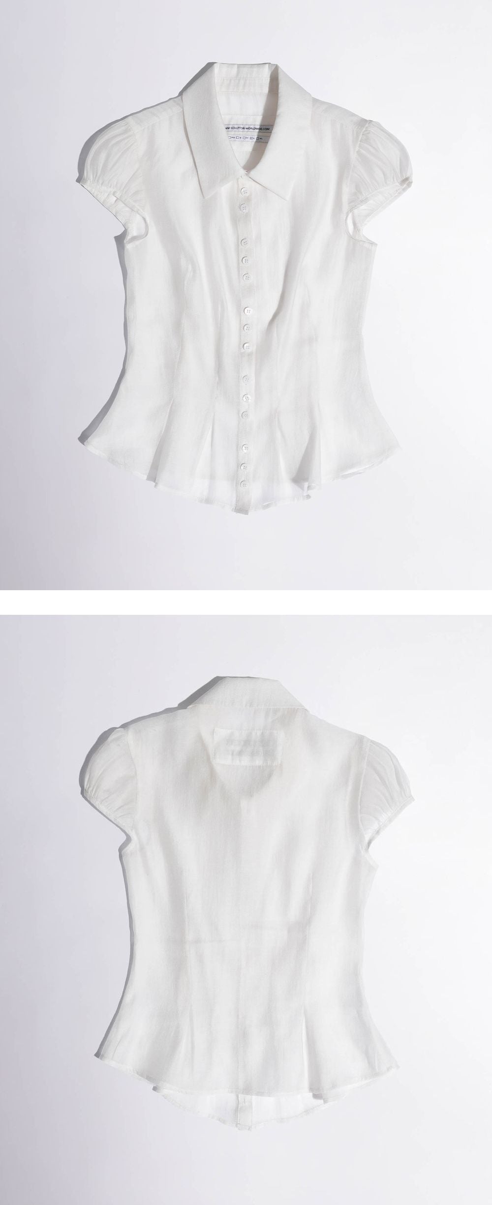 SCULPTOR Sheer Pleated Hem Blouse White