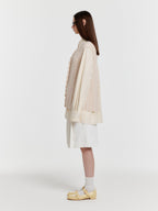 EENK YECO Pleated Denim Bermuda Shorts - White