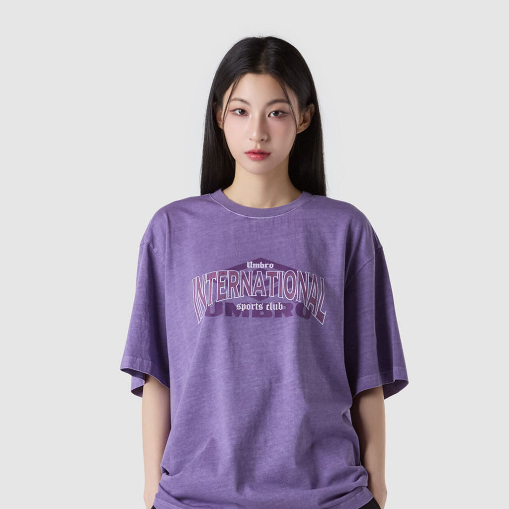 UMBRO HBL Weekend Hooligan Pigment Dying Lettering Graphic Short Sleeve T-Shirt Lavender (UQ221CRS58)