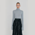 EENK ZOUQ Slim-fit Turtle Neck Knit Top - Silver