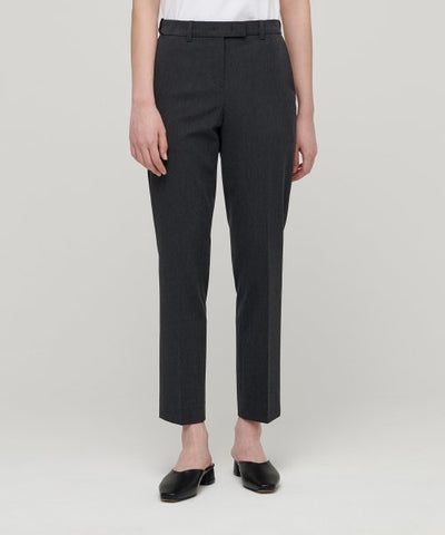 MUSINSA STANDARD WOMAN Women's Slim Straight Hidden Banding Slacks [Charcoal Gray]