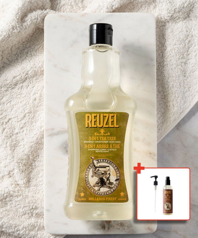 All-in-one tea tree shampoo 1000ml / liter pump, surf tonic 355ml provided