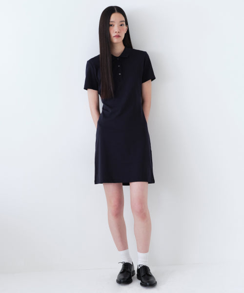 MUSINSA STANDARD WOMAN MUSINSA STANDARD WOMAN Women’s Pique Polo One-Piece (Navy)