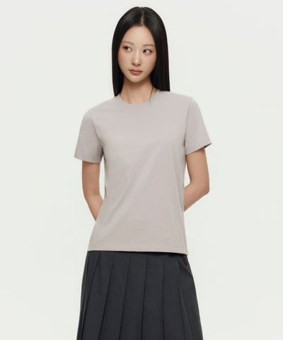 MUSINSA STANDARD WOMAN T-Shirt Basic Crew Neck [Mushroom]