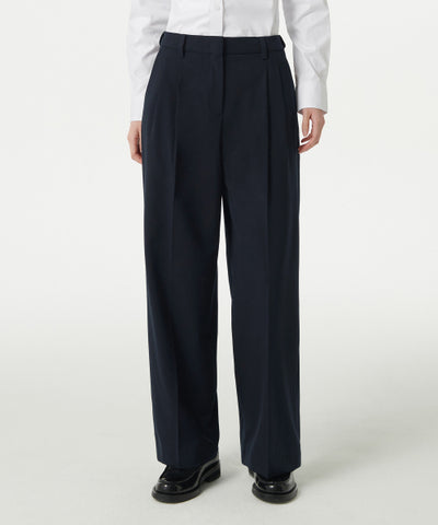 MUSINSA STANDARD WOMAN Slacks High Waist Wide [Navy]