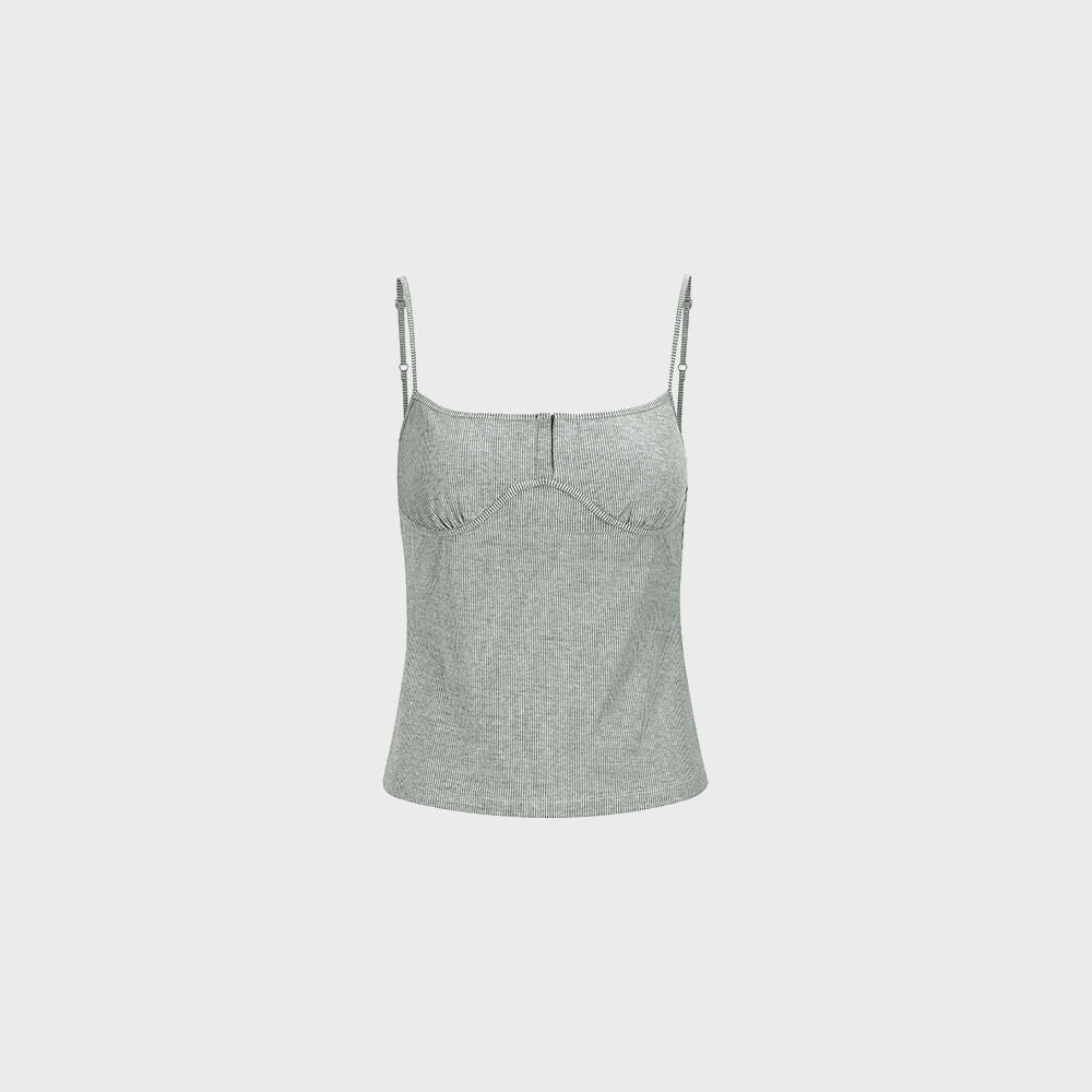 YCH LUREX-DETAILED SLEEVELESS TOP GREY (F24TO9061GY)