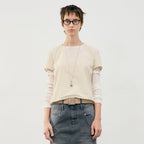LOW CLASSIC U-NECK LOGO BLOUSE_BEIGE_LW251BL04BE