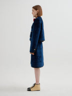 EENK EENK TWELVE Leather Trim Paneled Skirt - Navy