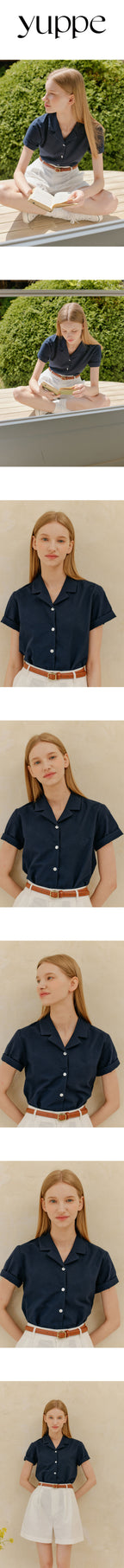 YUPPE SEERSUCKER COLLAR SHIRT_NAVY