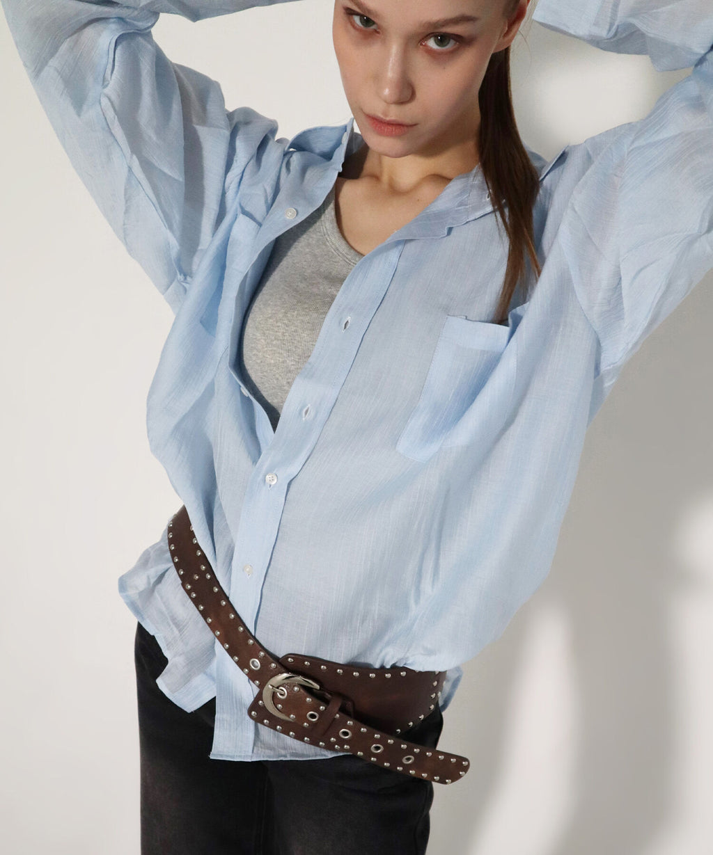 CHICKS Overfit see-through long sleeve shirt Sora