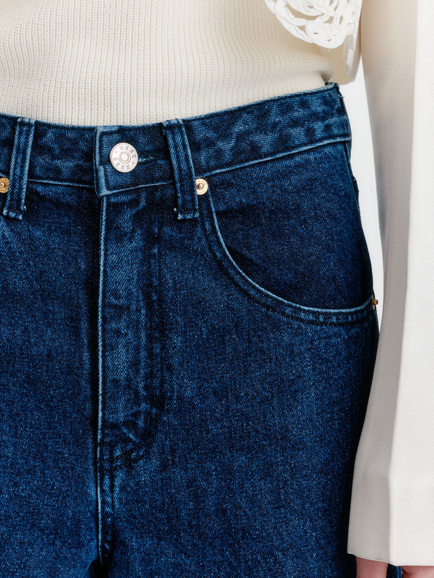 EENK YICO Turn-up Wide Denim Pants - Blue