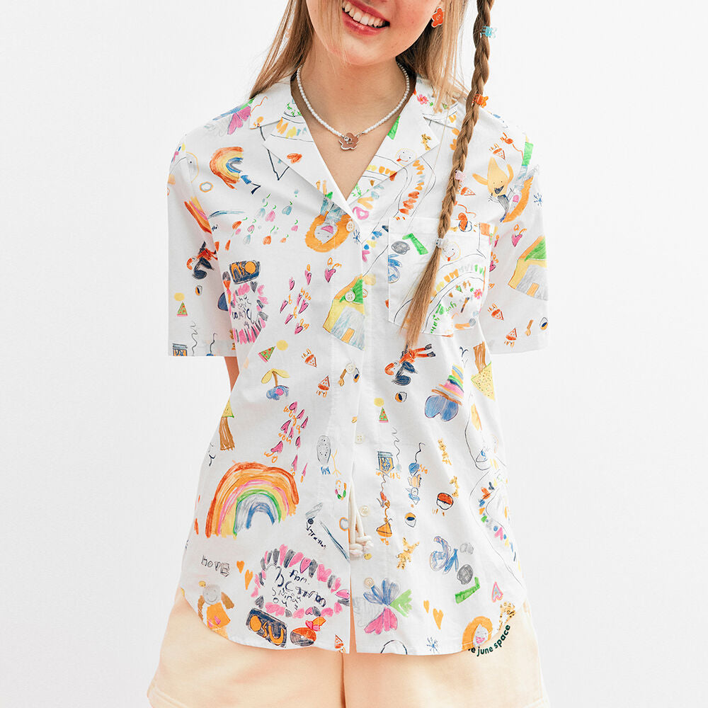 JUNEJUNE SPACE Painting Shirts_Ivory