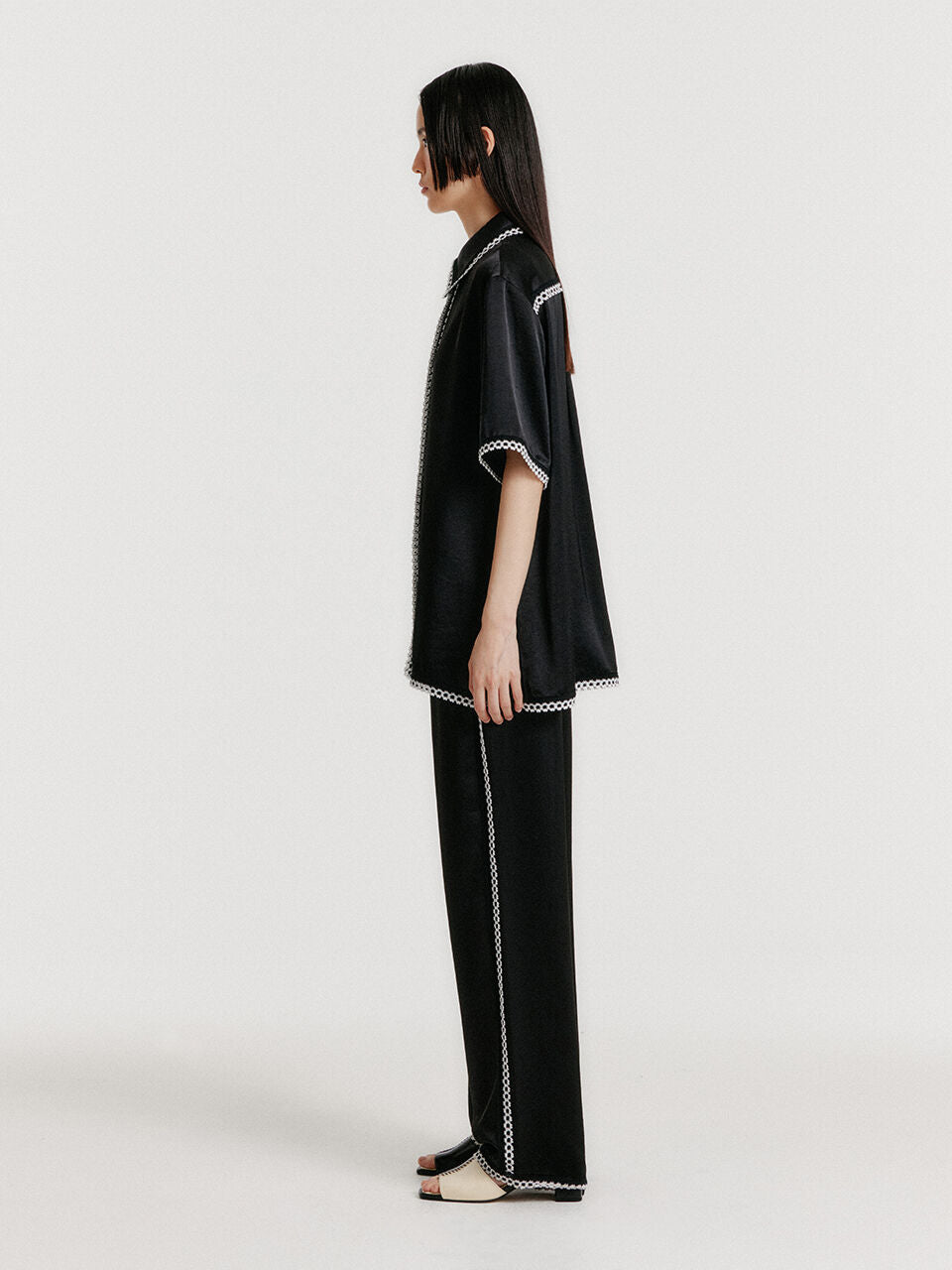 EENK EENK Lace Trim Pants - Black