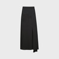 YCH ASYMMETRIC SIDE-SLIT FLARED SKIRT BLACK (F24SK5101BK)