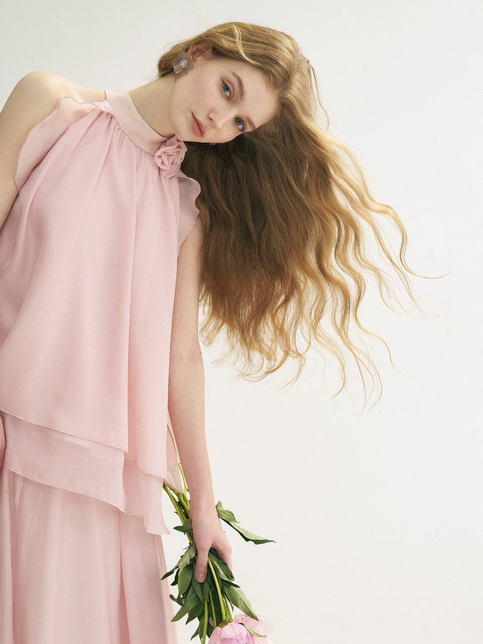sincethen Peach pink halterneck blouse