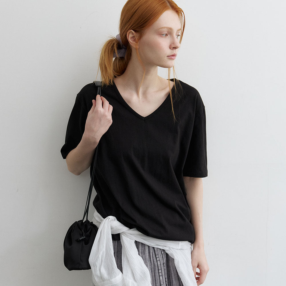 KNOWN BETTER Loose fit v-neck T-shirt [KNSS09TS08]_Black