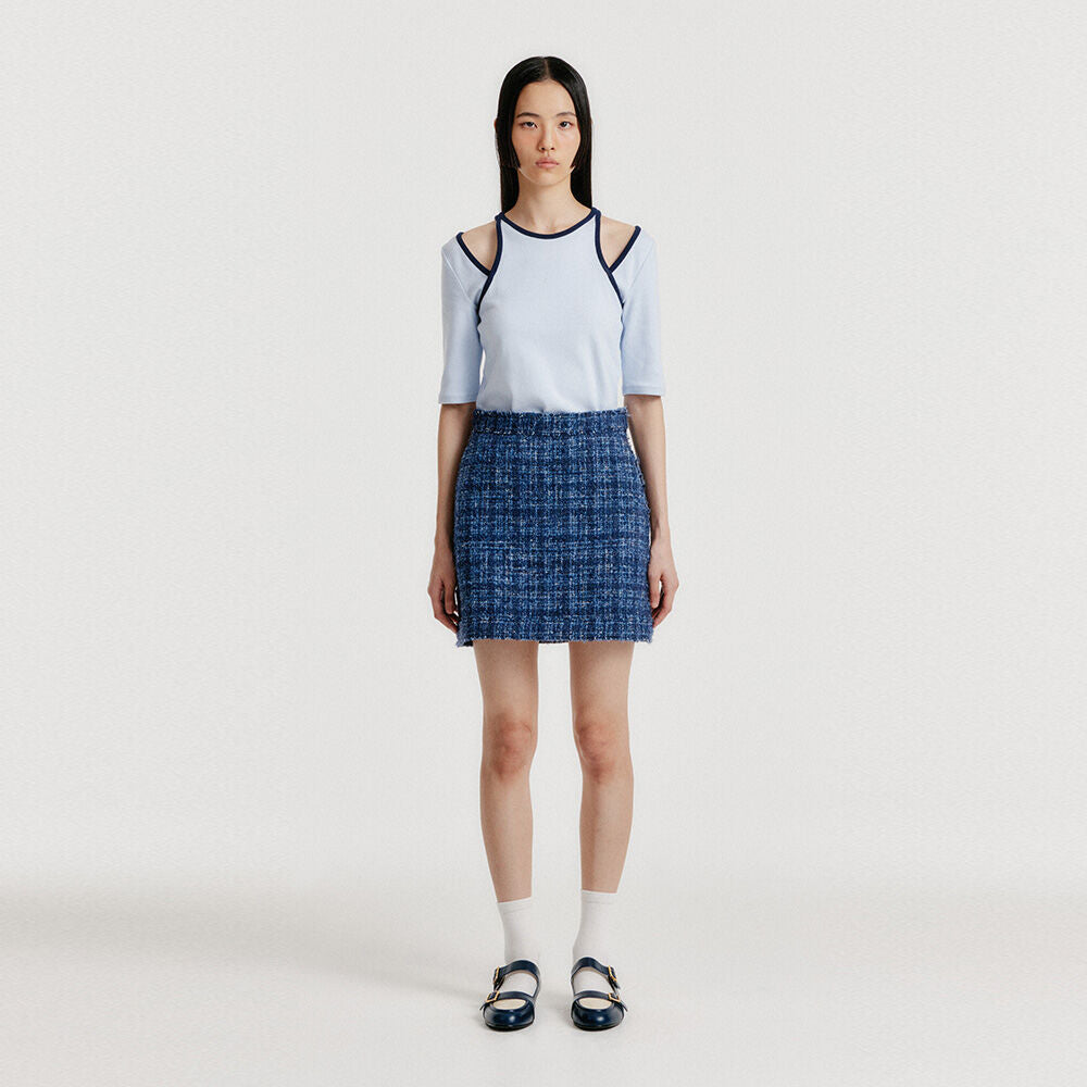 EENK EENK YERO Tweed Mini Skirt - Blue