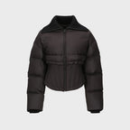 YCH LAYERED CROPPED PUFFER JACKET BLACK (F23OT010BK)