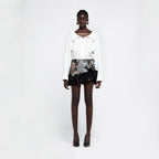 YCH PINTUCK WIDE NECK SHIRTS WHITE (R25BL4021WH)