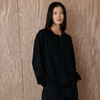 RRACE [2nd reorder] Light Henley Long Sleeve T-Shirt_Black