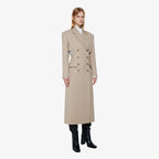 YCH DOUBLE-BREASTED WOOL-BLEND COAT BEIGE (F24OT0052BE)