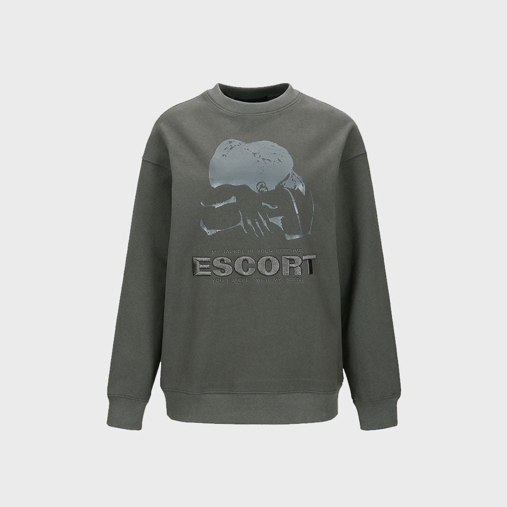 YCH ESCORT-PRINT SWEATSHIRT GREY (F23TO910GY)