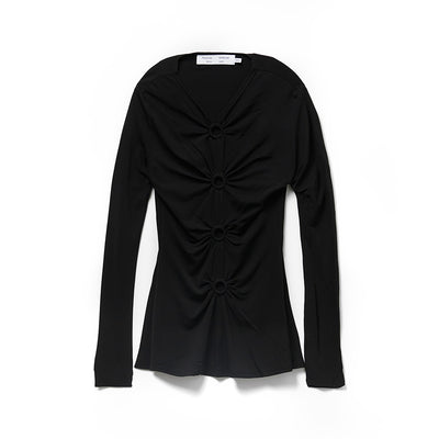 Proenza Schouler Matte Crepe Ring Cardigan - Black