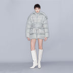 YCH QUILTED DOWN HOODED JACKET GREY (W23OT002GY)