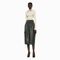 YCH WAISTBAND FAUX LEATHER SKIRT GREY (W24SK6041GY)