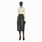 YCH WAISTBAND FAUX LEATHER SKIRT GREY (W24SK6041GY)