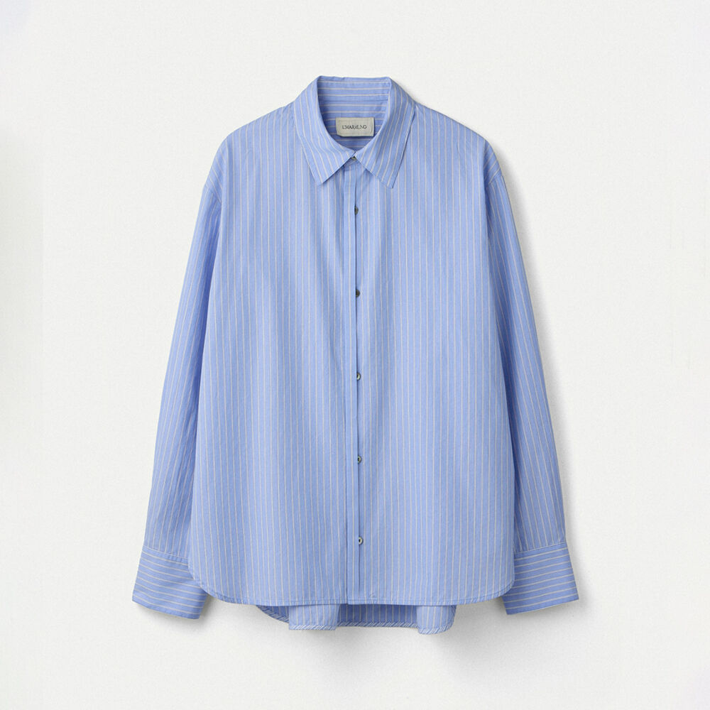 UMARMUNG Striped Cotton Poplin Shirts_Blue