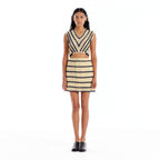 EENK UWAVY Ruffle Knit Skirt - Beige/Navy