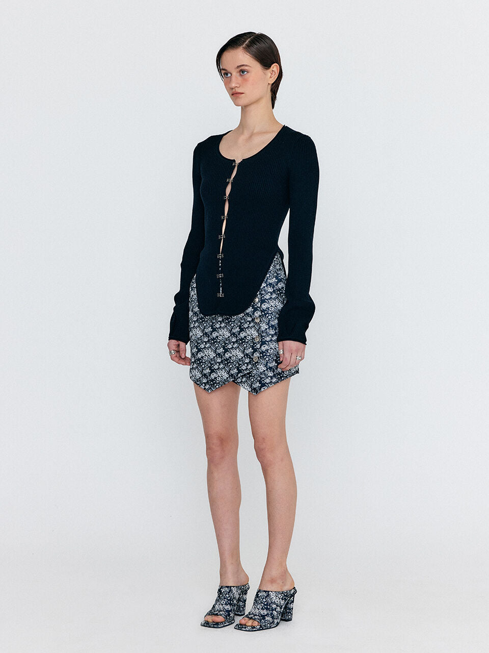 EENK EENK WERO Buttoned Mini Skirt - Navy Multi