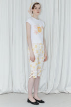 SINOON Flower Cap Sleeve T-Shirt (Yellow)