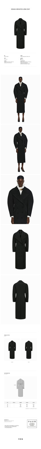 YCH DOUBLE-BREASTED LONG COAT BLACK (W24CT1051BK)