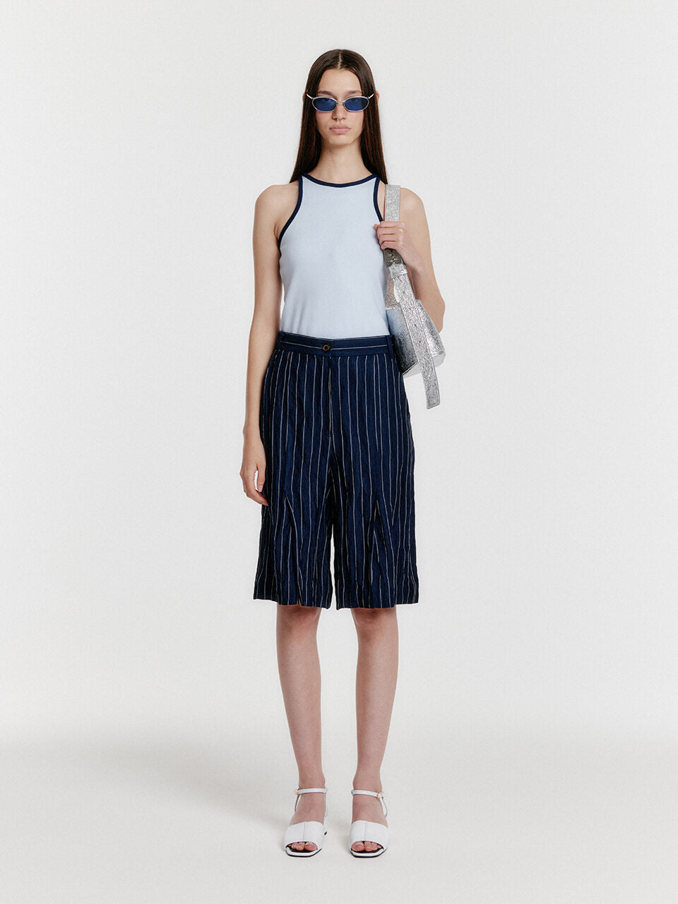 EENK YOUE Contrast Halter Top - Sky Blue