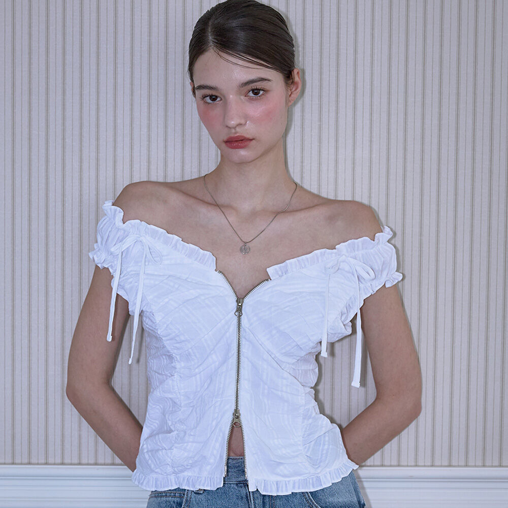 RoséFrantz Two-way Frill Ribbon Sleeveless [White]