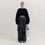EENK EENK XIVON Cargo Denim Wrap Skirt - Dark Grey