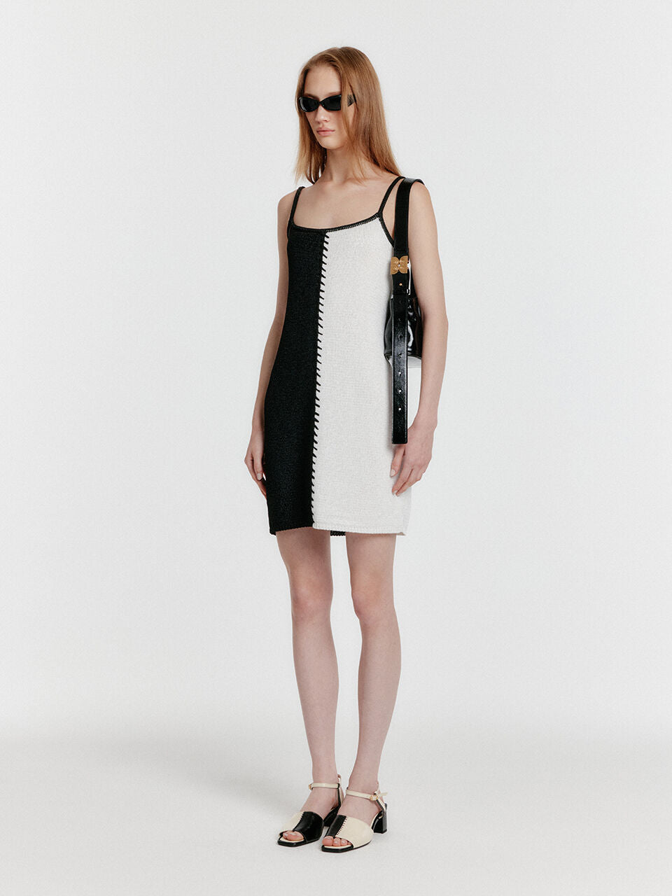 EENK EENK YOOM Stitched Color Block Knit Dress - Black/White