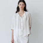 Le' Studio TIE RIBBON SHORT-SLEEVED BLOUSE (IV)