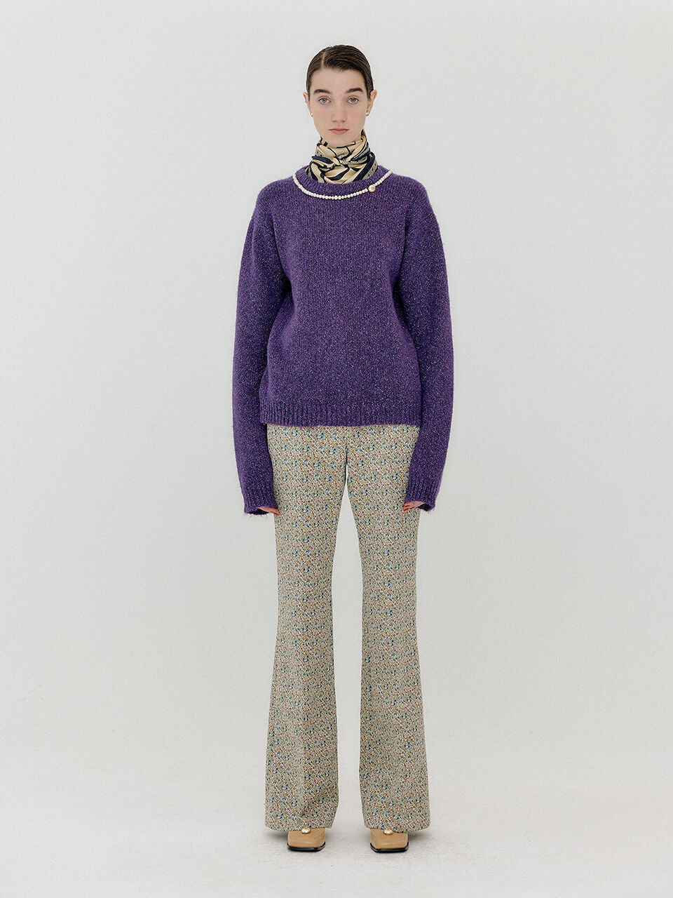 EENK EENK VACKLYN Pearl Trim Knit Pullover - Purple