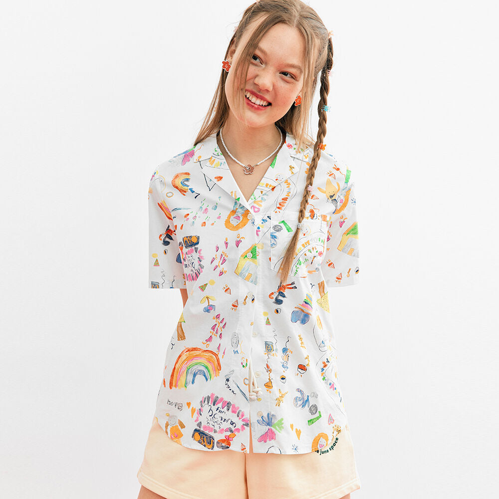 JUNEJUNE SPACE Painting Shirts_Ivory